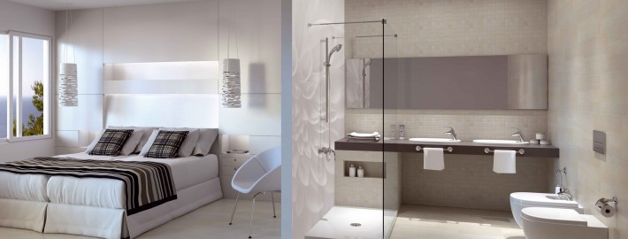 Un ejemplo de los espacios de baño de Roca en hoteles